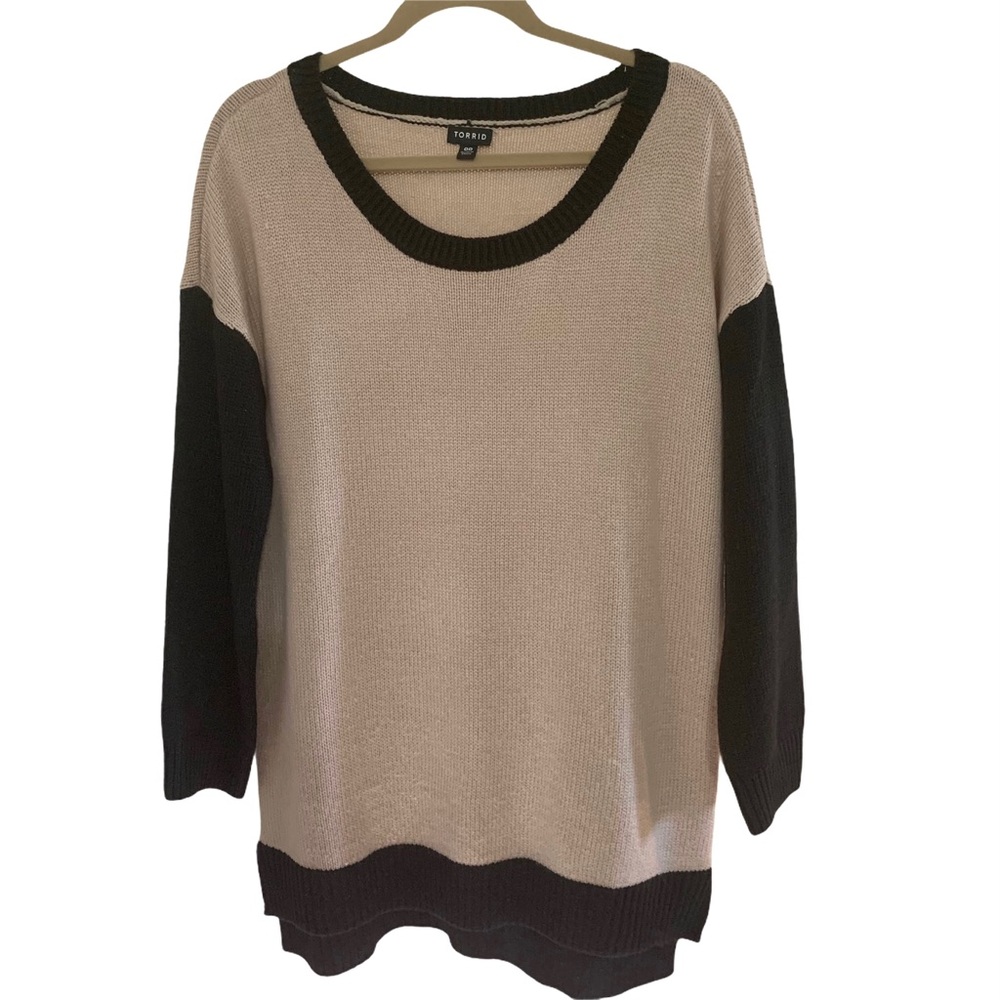 Torrid Color Block Hi Low Tunic Knit Sweater